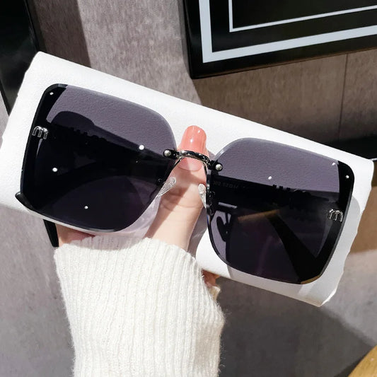 2025 Vintage Rimless Sunglasses for Women – UV400, Luxury Letter Design